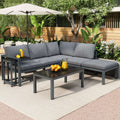 Grey Rattan Corner Garden Sofa Set | 4-5 Seater with Tables | Premium Home Decor | OFIA HOME