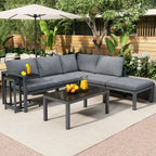Grey Rattan Corner Garden Sofa Set | 4-5 Seater with Tables | Premium Home Decor | OFIA HOME