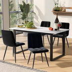 Extendable Marble-Effect Dining Table – White MDF with Metal Legs, 140–180cm | Premium Home Decor | OFIA HOME