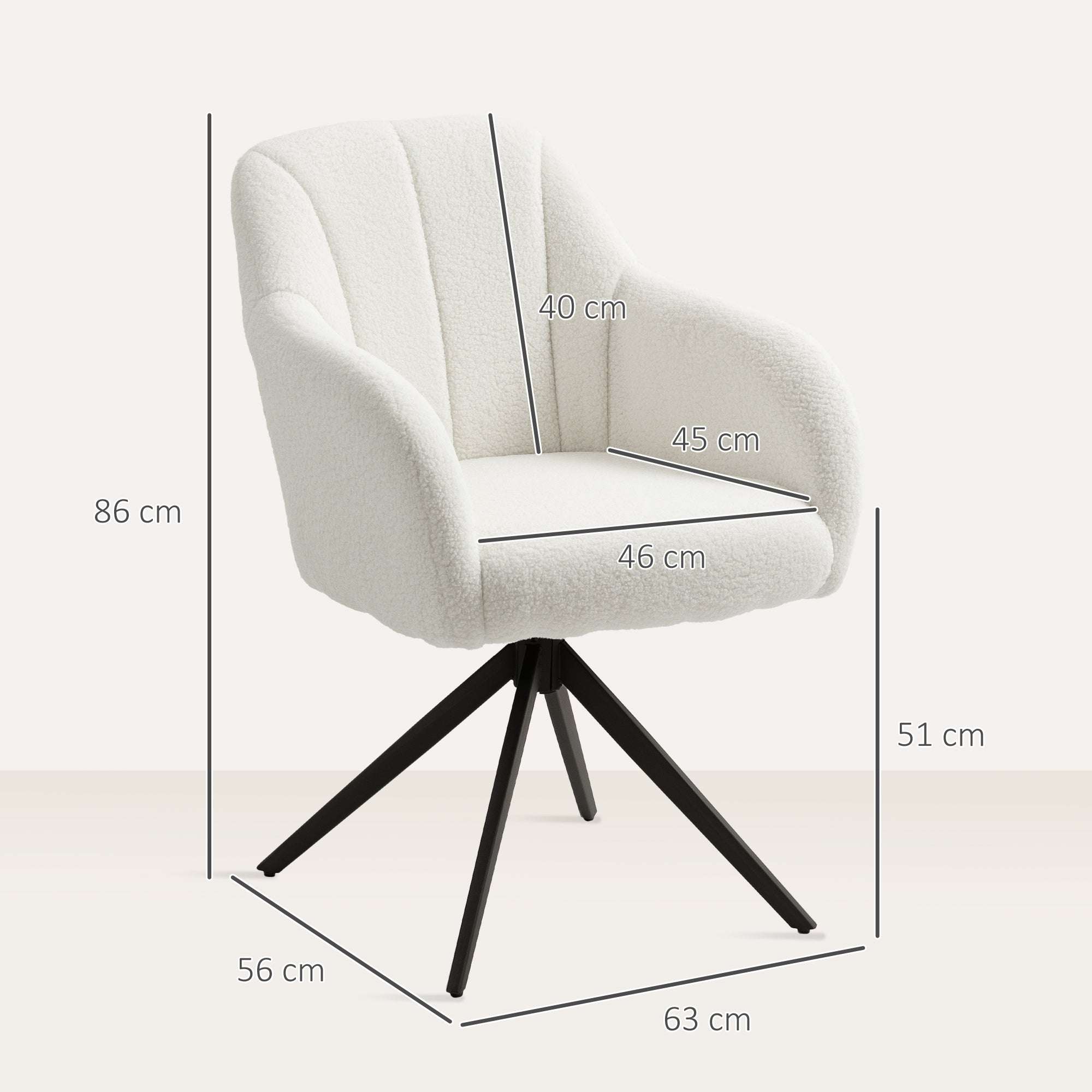 White Teddy Fleece Swivel Accent Chair – Tufted Armchair for Bedroom or Living Room | Premium Home Decor | OFIA HOME