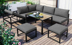 Grey Reclining Garden Lounge Set | Adjustable Backrest, All-Weather Cushions & Galvanised Frame | Premium Home Decor | OFIA HOME