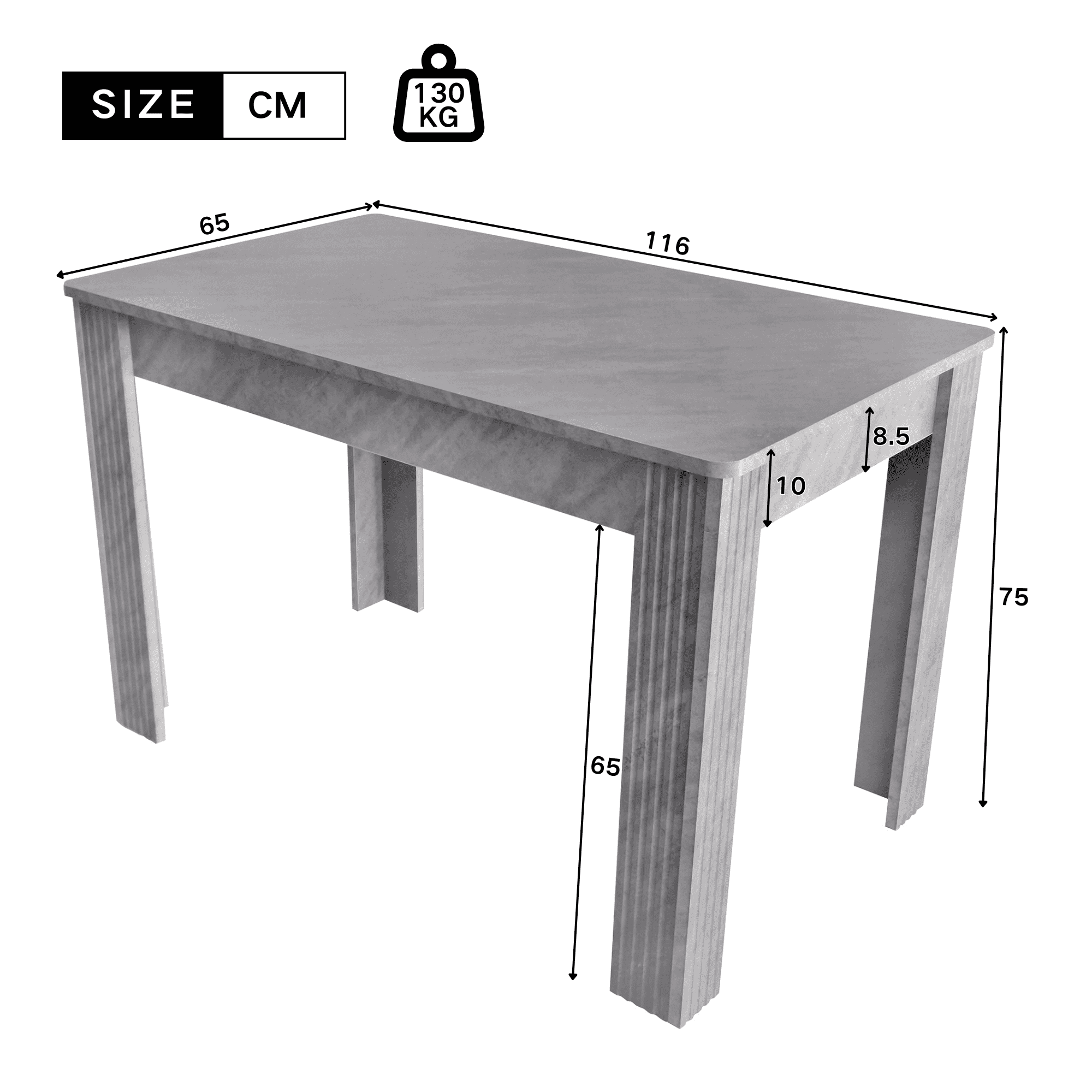 Grey MDF Rectangle Dining Table | 4-Seater | Modern Kitchen & Dining Room | Premium Home Decor | OFIA HOME