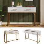 White Dressing Table with 2 Drawers – Minimal Bedroom Vanity, 100cm | Premium Home Decor | OFIA HOME