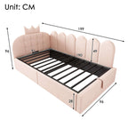 Crown Velvet Daybed with Hydraulic Storage | Single Sofa Bed 3ft 90x190cm | Children & Adults | Premium Home Decor | OFIA HOME