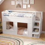 White Bunk Bed with Storage Stairs & Play Area | 3ft Single (90x190cm) | Premium Home Decor | OFIA HOME