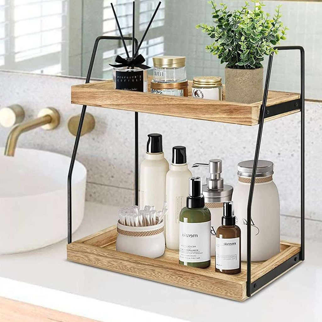 2-Tier Wooden Shelving Unit – Minimal Plant & Book Stand | Premium Home Decor | OFIA HOME