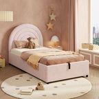 Children's Single Bed | Pink Velvet Upholstered | Slatted Frame & Headboard | 3ft 90x190cm | Premium Home Decor | OFIA HOME