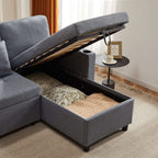Grey L-Shaped Corner Sofa Bed | 3-Seater Pull-Out with Storage | Premium Home Decor | OFIA HOME
