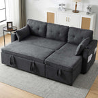 Grey 3-in-1 Convertible L-Shaped Sofa Bed with Storage Chaise | Premium Home Decor | OFIA HOME