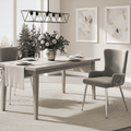 Grey Velvet Dining Chairs | Set of 2 | Silver Metal Legs | Living Room & Bedroom Lounge Chair | Premium Home Decor | OFIA HOME