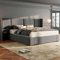 Grey Velvet Ottoman King Bed | USB Charging & Bedside Tables | 5ft | Premium Home Decor | OFIA HOME