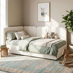 Beige Bouclé Single Ottoman Daybed with Storage | 3ft Chaise | Premium Home Decor | OFIA HOME