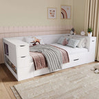 White Children's Daybed | Storage Drawers, Shelves & Bedside | 3ft | Premium Home Decor | OFIA HOME