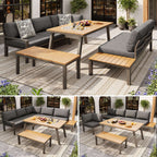 Grey Garden Lounge Set for 6–7 | Galvanised Frame, Ice Bucket Table & All-Weather Cushions | Premium Home Decor | OFIA HOME