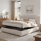 Cream Velvet Super King Ottoman Bed | Hydraulic Storage | 6ft | Premium Home Decor | OFIA HOME