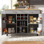 Wood Grain Kitchen Island with Storage — Grey | Premium Home Decor | OFIA HOME