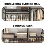 Black Double Clothes Rail – Heavy Duty Garment Hanging Rack with Shelf | Premium Home Decor | OFIA HOME