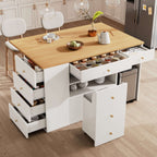 Adjustable Kitchen Island with Bar Stools – 6-Drawer Sideboard Cabinet, White & Black | Premium Home Decor | OFIA HOME