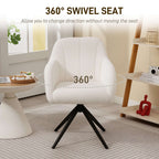 White Teddy Fleece Swivel Accent Chair – Tufted Armchair for Bedroom or Living Room | Premium Home Decor | OFIA HOME