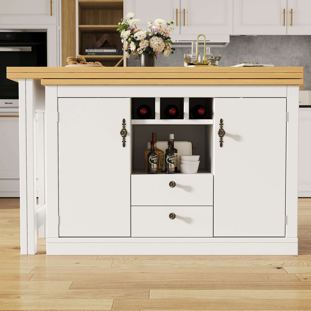 White Extendable Bar Table with Swivel & Storage – Living Room or Dining Room, 120–180cm | Premium Home Decor | OFIA HOME