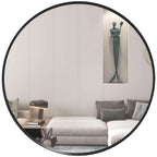 Black Round Wall Mirror – Minimal Bedroom Mirror, 61cm | Premium Home Decor | OFIA HOME