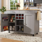 Wood Grain Kitchen Island with Storage — Grey | Premium Home Decor | OFIA HOME