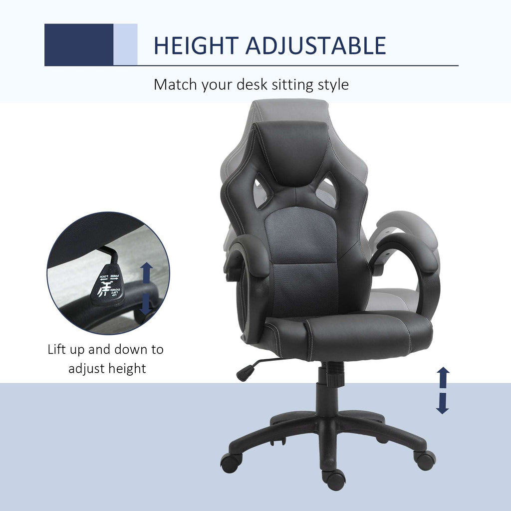Faux Leather Swivel Office Chair | Armrests & Castors | Premium Home Decor | OFIA HOME