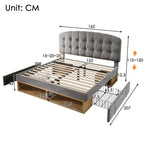 Grey Velvet King Bed | Storage Drawers & Adjustable Headboard | 5ft | Premium Home Decor | OFIA HOME
