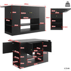 Black Kitchen Island Cabinet with Drawers & Open Shelves | Premium Home Decor | OFIA HOME