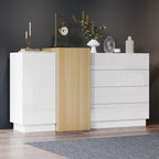 White High-Gloss Sideboard with 4 Drawers & 2 Doors | 140cm | Premium Home Decor | OFIA HOME