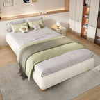 Boucle Upholstered Single Bed — Beige | Premium Home Decor | OFIA HOME