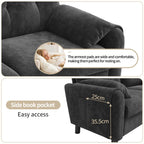 Grey Chenille 2 Seater Sofa with Side Storage Pockets | Compact | Premium Home Decor | OFIA HOME