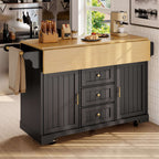 Black Kitchen Island Cabinet with Drawers & Open Shelves | Premium Home Decor | OFIA HOME