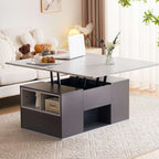 Grey Lift-Up Coffee Table with 2 Drawers – Hidden Storage, 100cm | Premium Home Decor | OFIA HOME