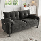 Grey Chenille 2 Seater Sofa with Side Storage Pockets | Compact | Premium Home Decor | OFIA HOME