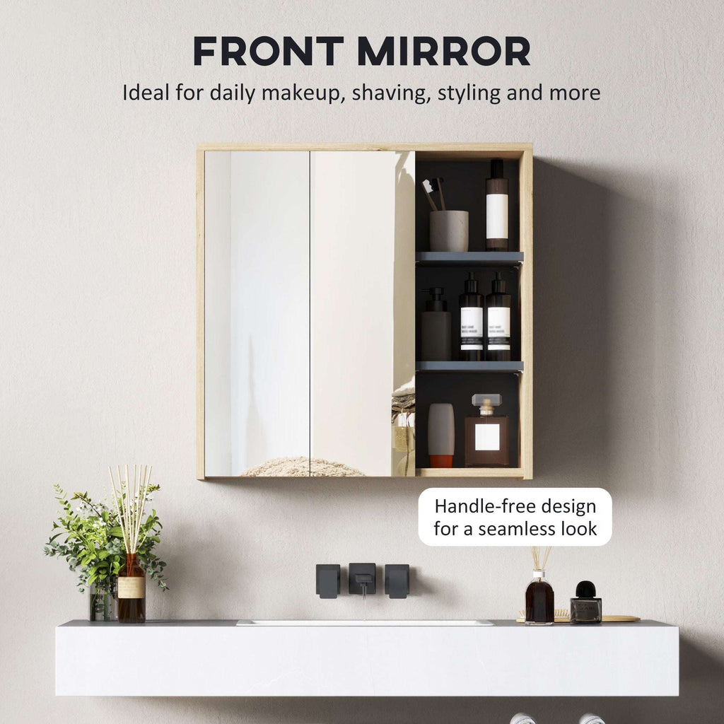 Five-Shelf Mirrored Bathroom Cabinet – Wood-Effect | Premium Home Decor | OFIA HOME