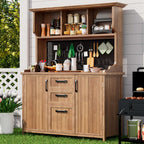 Wooden Garden Cabinet – Solid Fir Wood Tool Storage with Drawers, Compartments & Metal Pegboard | Premium Home Decor | OFIA HOME
