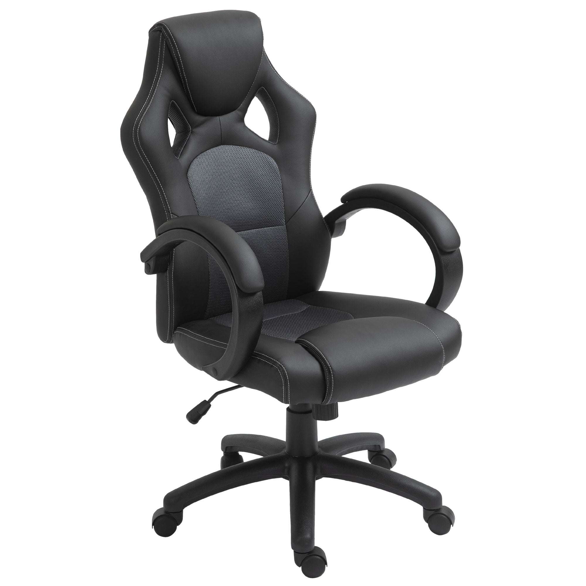 Faux Leather Swivel Office Chair | Armrests & Castors | Premium Home Decor | OFIA HOME