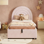 Children's Single Bed | Pink Velvet Upholstered | Slatted Frame & Headboard | 3ft 90x190cm | Premium Home Decor | OFIA HOME