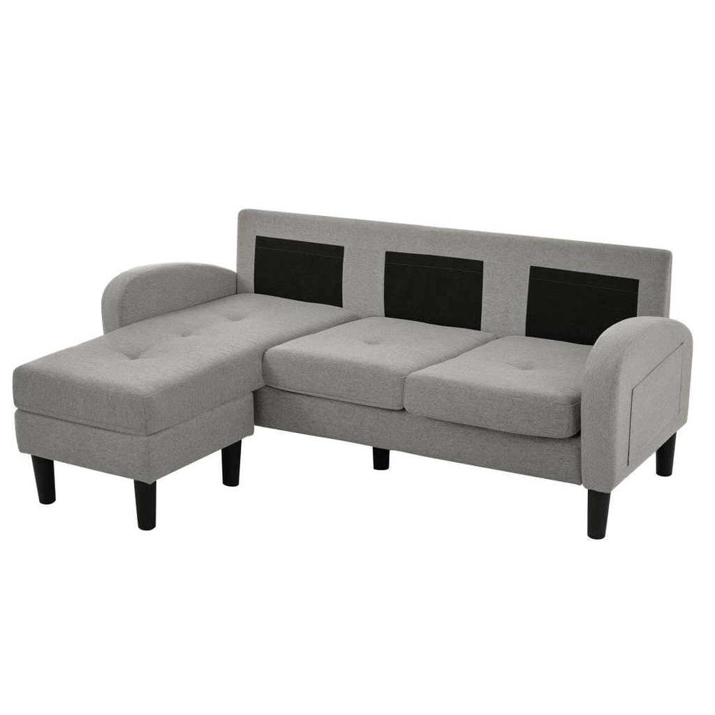 L-Shaped Corner Sofa with Chaise – 3-Seater Cotton-Linen Fabric, 166 x 118cm | Premium Home Decor | OFIA HOME