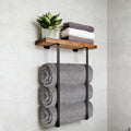Iron & Wood Wall-Mounted Towel Rack – Minimal Bathroom Storage | Premium Home Decor | OFIA HOME