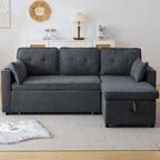 Grey 3-in-1 Convertible L-Shaped Sofa Bed with Storage Chaise | Premium Home Decor | OFIA HOME