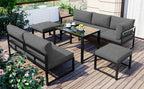 Grey Reclining Garden Lounge Set | Adjustable Backrest, All-Weather Cushions & Galvanised Frame | Premium Home Decor | OFIA HOME