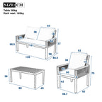 Garden Lounge Set, Garden Furniture Set With Comfortable Cushions, Double Sofa, 2 Armchairs And Table, Outdoor, Rattan, Table And Chairs, Grey | Premium Home Decor | OFIA HOME