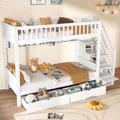 White Solid Wood Single Loft Bed | Stairs, Drawers & Rails | 3ft | Premium Home Decor | OFIA HOME