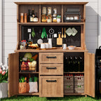 Wooden Garden Cabinet – Solid Fir Wood Tool Storage with Drawers, Compartments & Metal Pegboard | Premium Home Decor | OFIA HOME