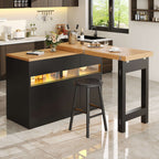 Extendable Bar Table with LED Lighting & Swivel – Kitchen Island with Storage, 120–180cm | Premium Home Decor | OFIA HOME