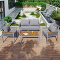 Garden Lounge Set, Garden Furniture Set With Comfortable Cushions, Double Sofa, 2 Armchairs And Table, Outdoor, Rattan, Table And Chairs, Grey | Premium Home Decor | OFIA HOME