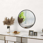 Black Round Wall Mirror – Minimal Bedroom Mirror, 61cm | Premium Home Decor | OFIA HOME