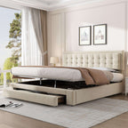 Cream Velvet Super King Storage Bed – Ottoman Storage, 180x200cm | Premium Home Decor | OFIA HOME